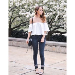 New White Off the Shoulder Crop Top
